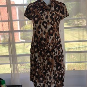Animal Print Mock Turtleneck Dress